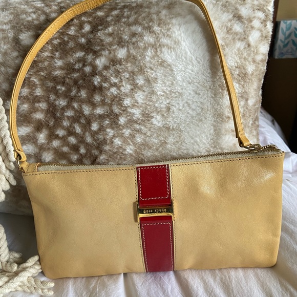 Vintage Beige & Red Kate Spade Zipper Clutch - Picture 13 of 14